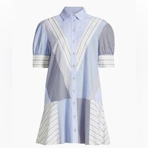 Tanya Taylor Ladessa Striped Mini-Shirtdress